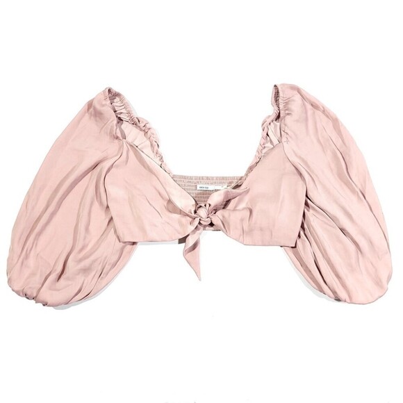 URBAN OUTFITTERS x Kimchi Blue Lola Tie-Front Cropped Top with Puff Sleeve XS - Picture 2 of 11